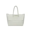 Bolso tote minimalista de cuero blanco con gran capacidad y diseño de asa elegante para mujer - Blanco