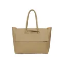Bolso tote minimalista en cuero beige con diseño de asa integrada para uso diario - Caqui
