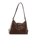 Vintage brown leather tote bag with gold hardware and stylish flap closure design - Brown Without Pendant