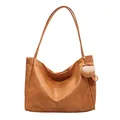 Bolso tote grande marrón caramelo en cuero sintético mate con colgante de peluche - Con Ornamento / Marrón Amarillento