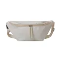 Minimalist cream white crossbody sports fanny pack with adjustable strap and dual zippers - White