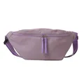 Light purple sporty crossbody waist bag with adjustable strap and dual zipper closure - Purple