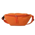 Vibrant orange nylon crossbody sports bag with double zippers and black strap - Orange