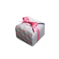Caja de regalo blanca con lazo rosa y patrones de abanico para jabones y velas pequeñas - Forma de Abanico Pequeña