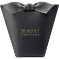 Elegante scatola regalo nera a trapezio con scritta dorata e fiocco in raso grigio - 10x6x5.7cm (Senza Nastro) / Nero