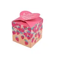 Ροζ κουτί δώρου με καρδιά, σχέδιο φράουλα και κείμενο You make my heart smile - Καρδιά Φράουλα