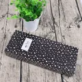 Elegant rectangle black gift box with white polka dots and Merci Beaucoup label - Black with White Dots / 24.5x9.5x4cm