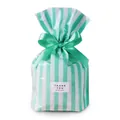 Sacchetto regalo in PP a righe verde menta e bianco con fiocco di raso ed etichetta grazie - Stile a Righe Verdi con Fiocco / Verde