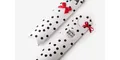 Dettaglio di scatole regalo a pois con fiocchi di raso rosso per biscotti lunghi - Grandi Puntini Neri / 23.5x8x3cm