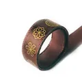 Dark brown satin ribbon with gold floral patterns for gift packaging and DIY crafts - 15mm Width * 23m Length / Brown With Gold Stamping