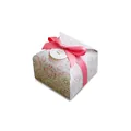 Mini caja de regalo con patrón de mandala verde, lazo rosa y etiqueta de corazón - Patrón de Mándala Colorido