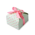 Caja de regalo verde menta con patrones florales rosas y lazo de seda para dulces - Verde Con Puntos Rojos
