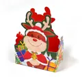 Caja de regalo navideña plegable con reno y astas en 3D para caramelos - Ciervo; 10 Por Paquete (incluye Alambre De Sujeción Opp)