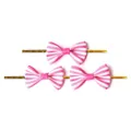 Pink and white striped mini bow ties with gold metallic twist ties for gift packaging - Single 2x4cm / Pink