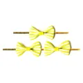 Three mini yellow and white striped grosgrain bows with golden twist ties for baking - Single 2x4cm / Lemon Yellow