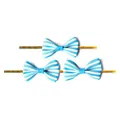 Three-piece set of blue and white striped mini decorative bows with gold twist ties - Single 2x4cm / Sky Blue