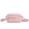 Borsa a tracolla trapuntata rosa con finitura metallizzata e spallina regolabile rosa - Rosa