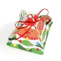 Triangle Christmas candy box with cartoon reindeer pattern and red ribbon bow - 10 Pieces/Pack (9x9x11cm) / Christmas Style