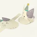 Faltbarer Cartoon-Katzen-Partyhut für Haustiere mit verstellbarer Größe in Cremeweiß - Katze-Stil / 10 Stück/Packung (31x23cm)