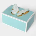 Light blue gift box featuring a 3D hollow butterfly design with gold glitter accents - 3D Butterfly Style (HB0046) / 10 Pieces/Pack (10x7x4.5cm) / Teal Blue