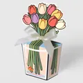 Creative 3D tulip paper gift box with colorful flowers and white ribbon bow detail - Tulip Style / 10 Pieces/Pack (5.5x4x6.8cm)