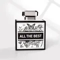 Cadeaudoos in parfumflesvorm met zwart-witte vlinder- en zonnebloemopdruk voor snoepgoed - Parfümfles Stijl (HB0026) / 10 stuks/pak (8x4x8cm)