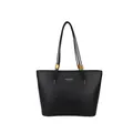 Sac fourre-tout noir mat à grande capacité avec triple bandoulière et boucles dorées - Noir