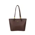 Sac cabas marron foncé minimaliste avec finitions dorées et fines bandoulières - Marron