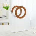 Sacchetto regalo semitrasparente con manici circolari in pelle marrone per nozze - Piccolo / caffè