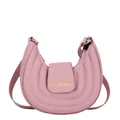 Borsa a sella a mezzaluna trapuntata rosa in pelle sintetica con fibbia oro - Rosa