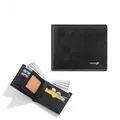Détail de portefeuille en cuir court avec fentes pour cartes et poche zippée interne - Noir (N8022-001)