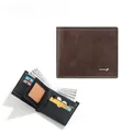 Vue détaillée du portefeuille en cuir bifold pour hommes avec fentes et fermeture - Café (N8022-001)