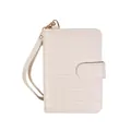 Off-white crocodile embossed passport holder and travel card wallet with wrist strap - White
