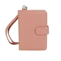Pink faux crocodile leather passport holder with wrist strap and metal buckle - Pink