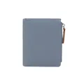 Slim grey-blue bifold wallet for women with litchi texture and silver zipper detail - Blue