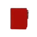 Slim red lychee leather wallet for women with side zipper coin pocket and card slots - Red