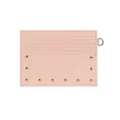 Pink faux leather card holder featuring cracked texture and silver rivet details - Light Pink