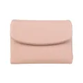 Pink pebbled leather minimalist short wallet for women with soft texture flap - Pink