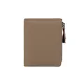 Slim brown lychee grain leather short wallet for women with side zipper coin pocket - Khaki