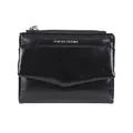 Portefeuille enveloppe noir en cuir pour femme avec poche zippée et fermoir à pression - Noir