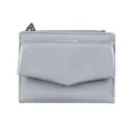 Kurze grau-blaue Umschlag-Brieftasche mit silbernem Forever Sunshine Text und Reißverschluss - Graublau