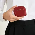 Portamonete semitondo Classic Star in pelle rosso scuro tenuto a mano per stile - Rosso Vino
