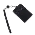 Portabadge identificativo nero con fiocco e cordino metallico retrattile alla moda - Nero