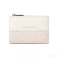 Short zipper wallet with cream white and gold patchwork and Classic Star lettering - White