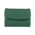 Petit portefeuille vert pour femme en similicuir grainé avec rabat et grande capacité - Vert Foncé