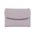 Portefeuille en cuir lavande minimaliste avec texture grainée et rabat incurvé - Violet