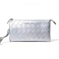 Silberne gewebte Clutch mit Rautenmuster, Classic Star Logo und goldenem Zipper - Silber