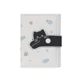 Mini portafoglio carino in pelle PU bianca con fibbia a gatto nero e motivo pesci blu - Bianco