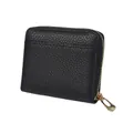 Classic black litchi pattern zip wallet featuring gold hardware and card slot - Black