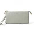 Klassische hellgrüne Clutch aus gewebtem Leder mit Reißverschluss und Handgelenkschlaufe - Grün
